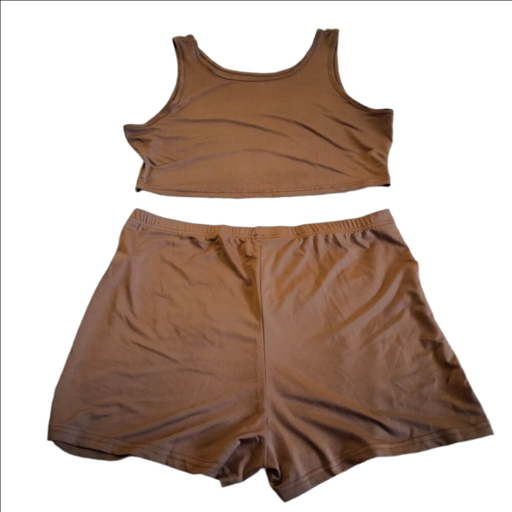 SHEIN Women's Size XL (12) Brown Two Piece Crop Tank & Shorts Set - Picture 2 of 13